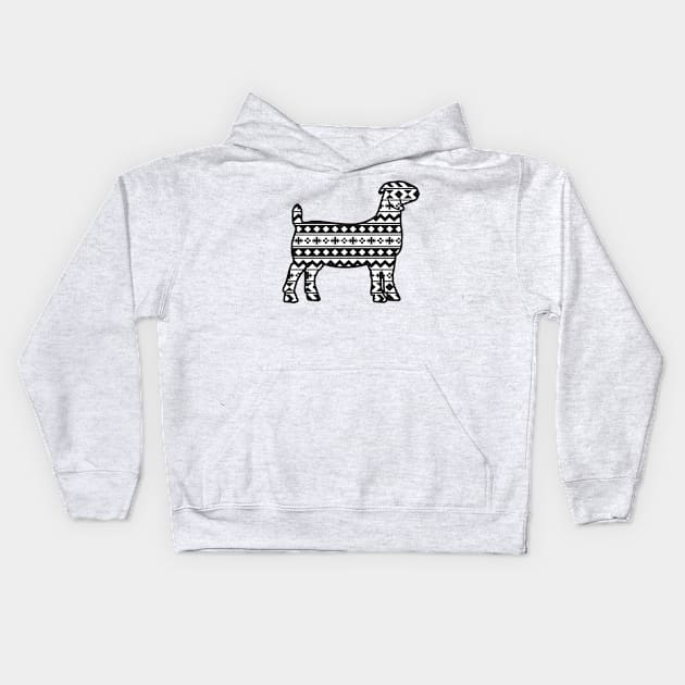 Livestock Boer Goat with Southwest Aztec Pattern Kids Hoodie by SAMMO